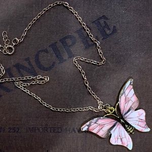A Pink Butterfly Necklace
